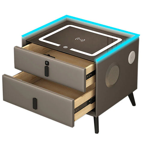 DIGITAL BEDSIDE TABLE - WIRLESS CHARGING - BLUETOOTH SPEAKER - LED LIGHT - FINGERPRINT LOCK