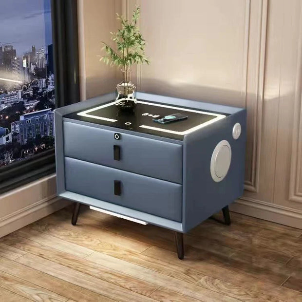 MODERN MINIMALIST SMART SOLID WOOD BEDSIDE TABLE LIGHT LUXURY