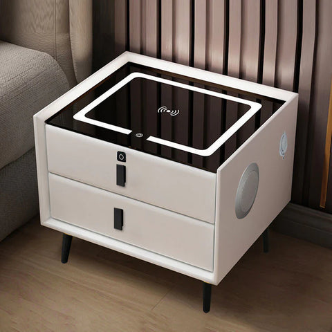MODERN MINIMALIST SMART SOLID WOOD BEDSIDE TABLE LIGHT LUXURY