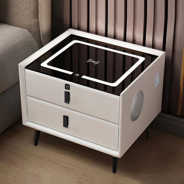 MODERN MINIMALIST SMART SOLID WOOD BEDSIDE TABLE LIGHT LUXURY