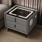 MODERN MINIMALIST SMART SOLID WOOD BEDSIDE TABLE LIGHT LUXURY