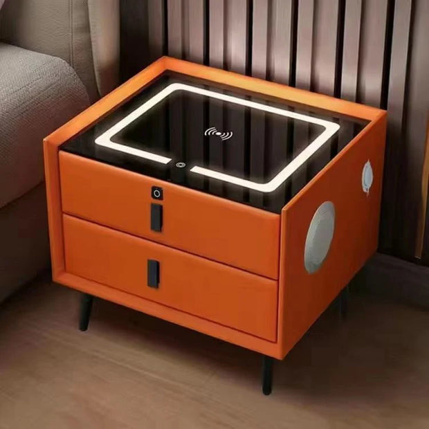 MODERN MINIMALIST SMART SOLID WOOD BEDSIDE TABLE LIGHT LUXURY