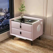 MODERN MINIMALIST SMART SOLID WOOD BEDSIDE TABLE LIGHT LUXURY