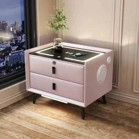 MODERN MINIMALIST SMART SOLID WOOD BEDSIDE TABLE LIGHT LUXURY