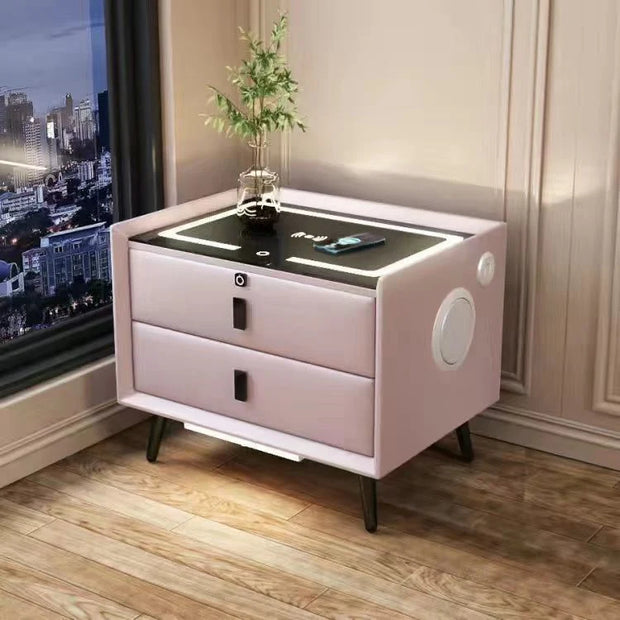 MODERN MINIMALIST SMART SOLID WOOD BEDSIDE TABLE LIGHT LUXURY