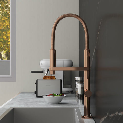 Single Hole High Arc Magnetic Kitchen Faucet Dual-Function Spray In Gold