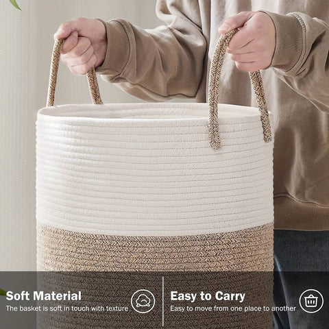 Large Woven Laundry Basket with Handles