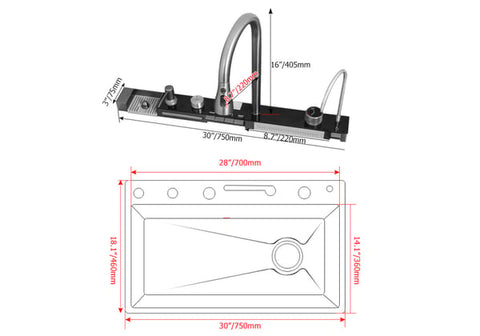 Black drop-In Workstation Kitchen Sink With Accessories.