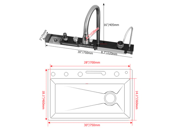 Black drop-In Workstation Kitchen Sink With Accessories