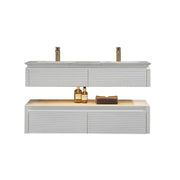Lumino 48" Modern Double Bathroom Vanity with Engineered Stone Top and Light US