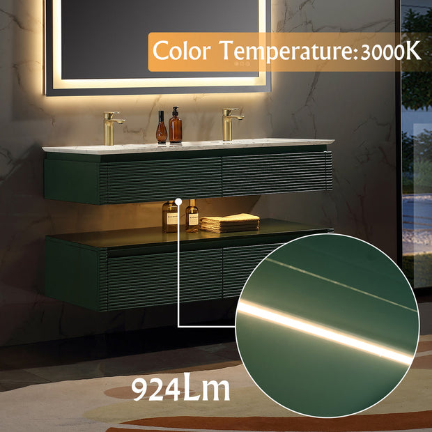 Lumino 48" Modern Double Bathroom Vanity with Engineered Stone Top and Light US