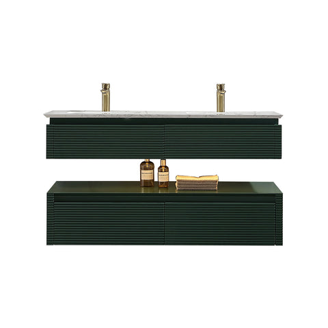 Lumino 48" Modern Double Bathroom Vanity with Engineered Stone Top and Light US