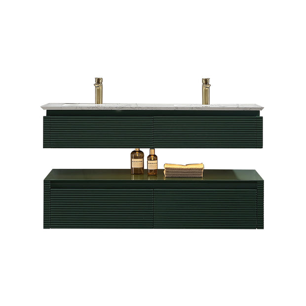 Lumino 48" Modern Double Bathroom Vanity with Engineered Stone Top and Light US
