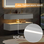 Lumino 48" Modern Double Bathroom Vanity with Engineered Stone Top and Light US