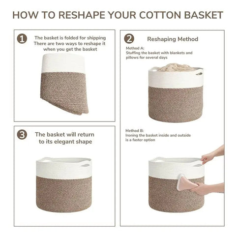 Two-toned Cotton Rope Laundry Basket