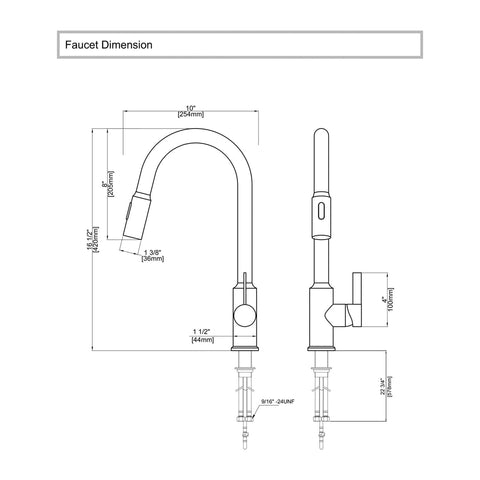 Copper Kitchen Pull-Down Faucet with 3 Water Outlet Modes-KF2204