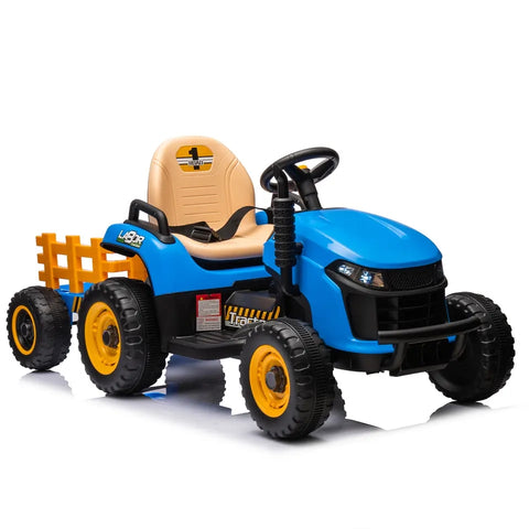 Kids 12v Elite Blue Sit on Battery Operated Tractor Tipper Trailer