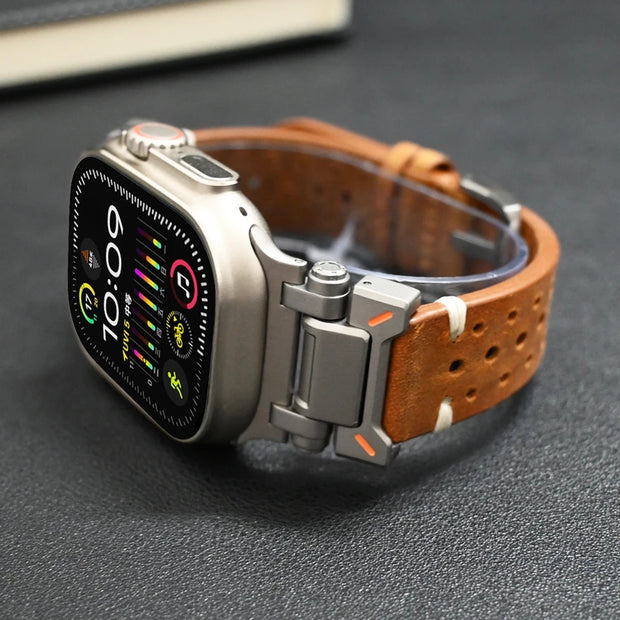 Genuine Leather Band for Apple Watch Ultra 2 49mm Series 9 8 7 45mm Correa Strap for iWatch 6 5 4 Se 3 44mm 42mm ultra Bracelet