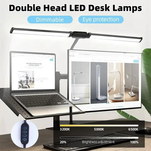 Double Head LED Clip Desk Lamp Architect Table Lamp for Home Office Lighting 3 Color Mode and 10 Dimmable Eye Protect Desk lamps