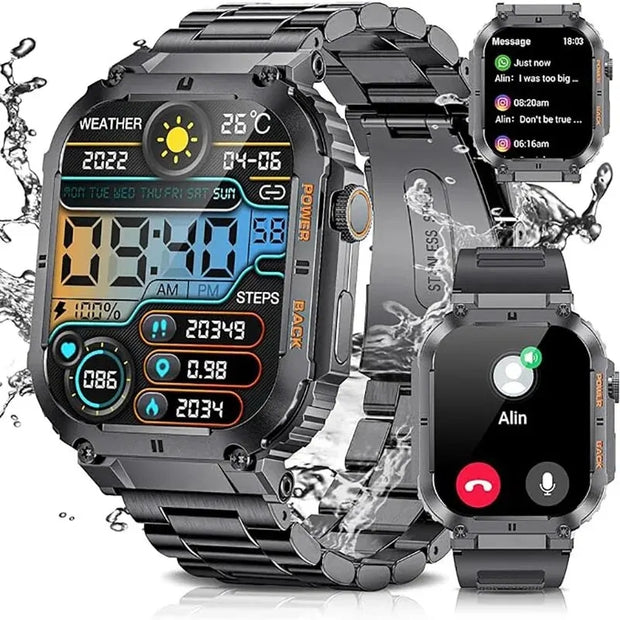 LIGE Outdoor Sports Fitness Smartwatch For Men 1.96 Inch Screen Bluetooth Calling Waterproof Watches Blood Oxygen Reloj Hombre