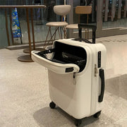 Nieuw Front Opening Boarding Koffer Mannen Vrouwen 20/24/26 Inch Lichtgewicht Trolley Reisbagage Mode Usb Opladen Bagage