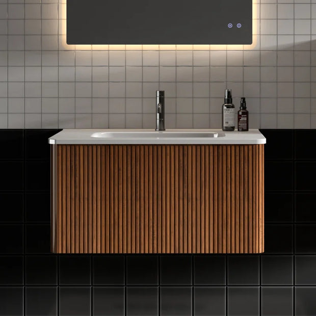 Hannemarie 30'' Wall Mounted Single Bathroom Vanity with Ceramic Top