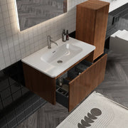 Hannemarie 30'' Wall Mounted Single Bathroom Vanity with Ceramic Top