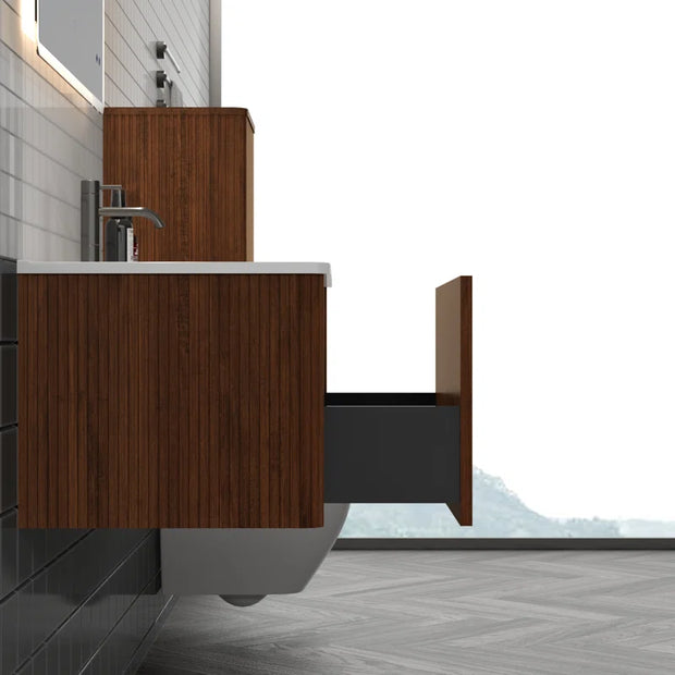 Hannemarie 30'' Wall Mounted Single Bathroom Vanity with Ceramic Top
