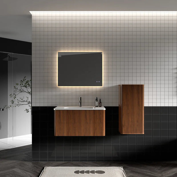Hannemarie 30'' Wall Mounted Single Bathroom Vanity with Ceramic Top