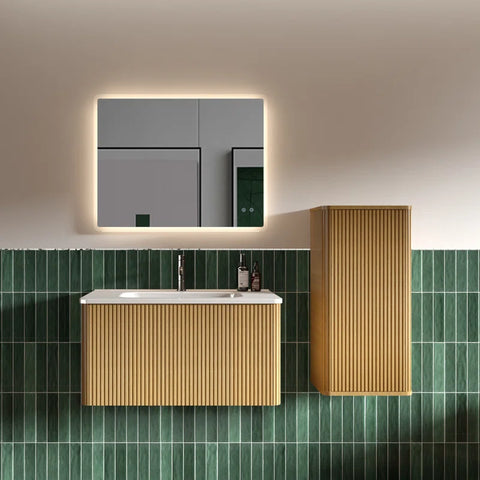 Hannemarie 30'' Wall Mounted Single Bathroom Vanity with Ceramic Top