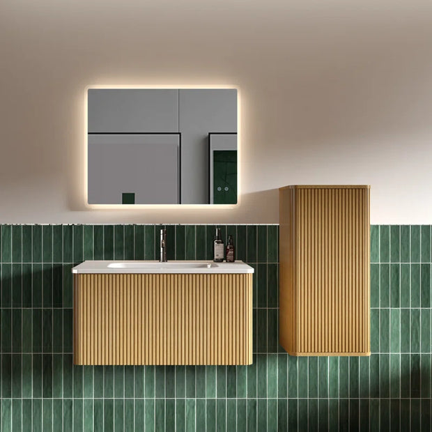 Hannemarie 30'' Wall Mounted Single Bathroom Vanity with Ceramic Top