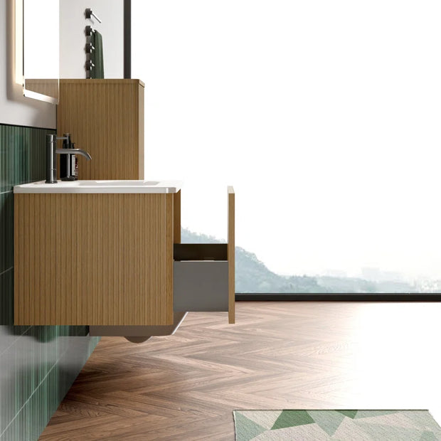 Hannemarie 30'' Wall Mounted Single Bathroom Vanity with Ceramic Top