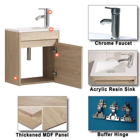 16.1'' Single Bathroom Vanity with Resin Top