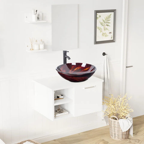 H Bathroom Vanity In White With Sink And White Top And Mirror