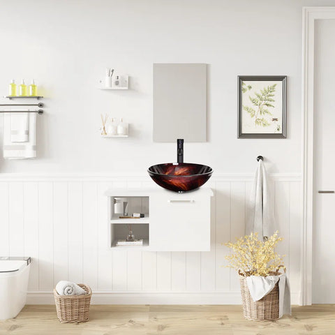 H Bathroom Vanity In White With Sink And White Top And Mirror