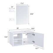 H Bathroom Vanity In White With Sink And White Top And Mirror