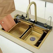 Gold drop-In Workstation Kitchen Sink with Accessories Stainless Steel