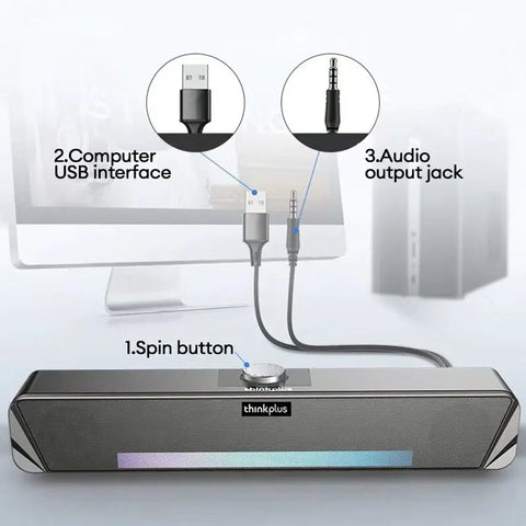 Originele Lenovo Ts33 Bedrade En Bluetooth 5.0 Luidspreker 360 Home Film Surround Sound Bar Audio Speaker Voor Bureaucomputer Subwoofer