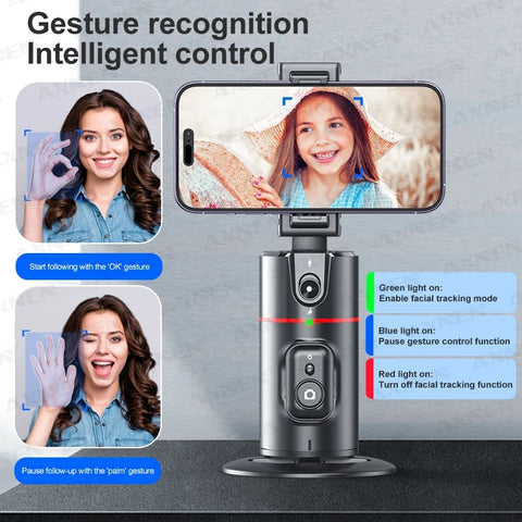 P02 360 Rotatie Gimbal Stabilisator, Follow-Up Selfie Desktop Face Tracking Gimbal Voor Tiktok Smartphone Live, Met Externe Sluiter