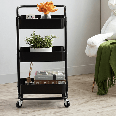 Multifunctional 3-Tier Storage Rack Trolley Rolling Utility Cart Home Kitchen Storage Rack - MRSLM