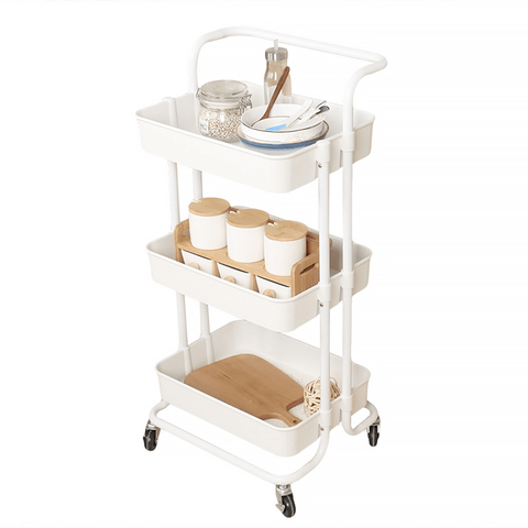 Multifunctional 3-Tier Storage Rack Trolley Rolling Utility Cart Home Kitchen Storage Rack - MRSLM