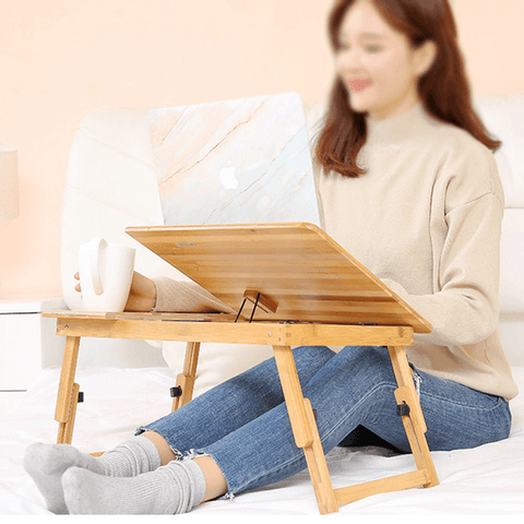 Foldable Laptop Desk Stand Bedside Table PC Computer Book Adjustable Mouse Tray