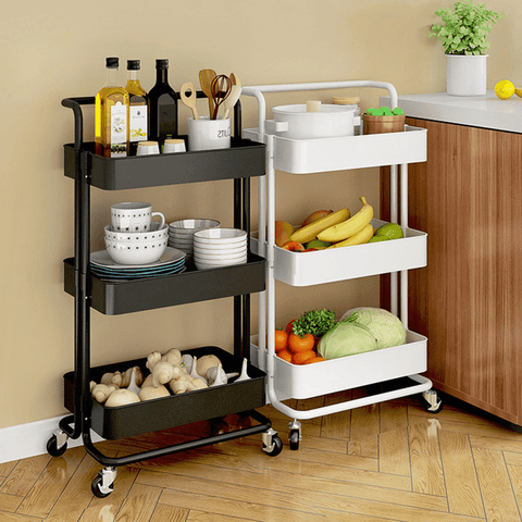 Multifunctional 3-Tier Storage Rack Trolley Rolling Utility Cart Home Kitchen Storage Rack - MRSLM