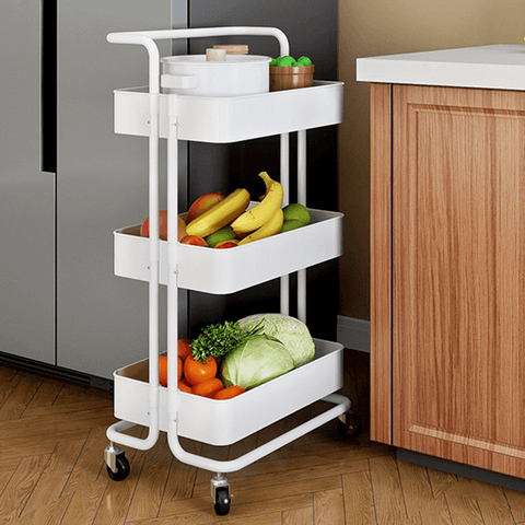 Multifunctional 3-Tier Storage Rack Trolley Rolling Utility Cart Home Kitchen Storage Rack - MRSLM