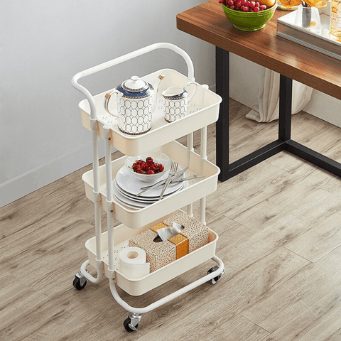 Multifunctional 3-Tier Storage Rack Trolley Rolling Utility Cart Home Kitchen Storage Rack - MRSLM