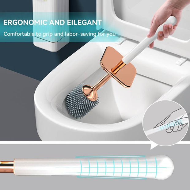 Elegant Toilet Brush  Holder Set - Long Ergonomic Handle, Modern