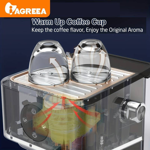 High-Performance 20-Bar Espresso Machine with Steam Wand