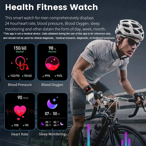 LIGE Outdoor Sports Fitness Smartwatch For Men 1.96 Inch Screen Bluetooth Calling Waterproof Watches Blood Oxygen Reloj Hombre