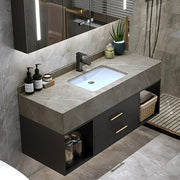 Guiles Modern 39" Grey & Black Floating Bathroom Vanity Set Stone Top Wall Mounted Bathroom Cabinet