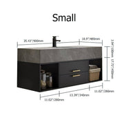 Guiles Modern 39" Grey & Black Floating Bathroom Vanity Set Stone Top Wall Mounted Bathroom Cabinet
